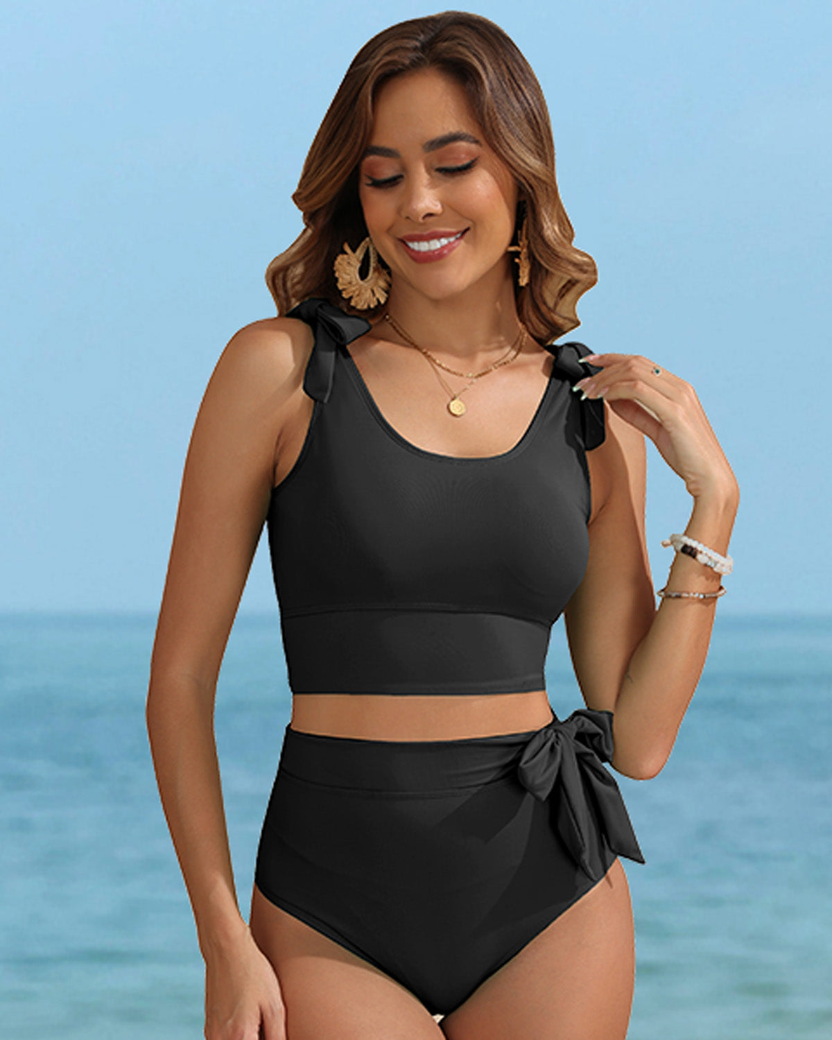 Bow Knot High-Waist Tummy Control Tankini Avila Swim Swimwear Beachwear