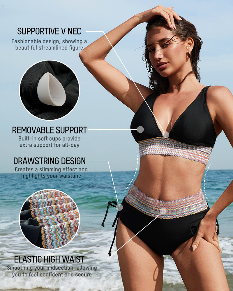 Flattering Deep V High-Waist Bikini Avila Swim Swimwear Beachwear