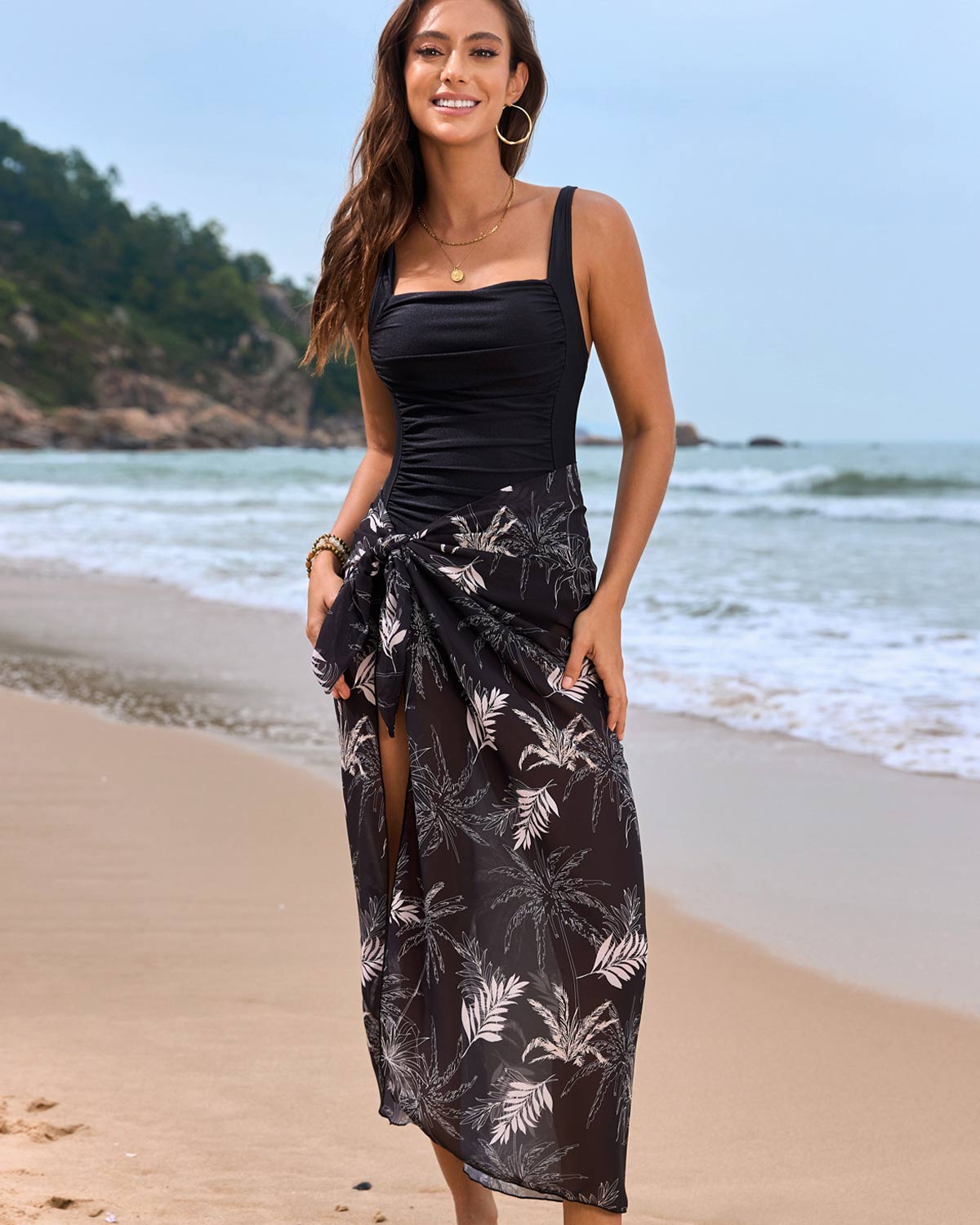 Floral Corset One-piece mesh skirt Swimsuit Avila Swim Swimwear Beachwear