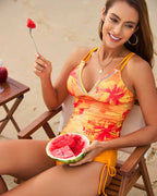 Floral Print Crisscross Back Tankini Swimsuit Avila Swim Swimwear Beachwear