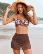 Floral Print Ruched Skirt Bikini Set Avila Swim Swimwear Beachwear