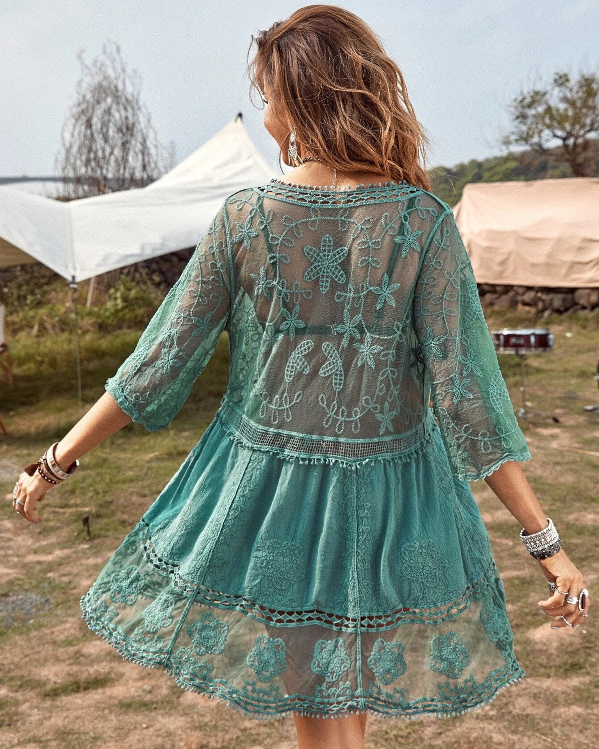 Floral Sheer Mesh Lace Beach Cover Up Dress Avila Swim Swimwear Beachwear