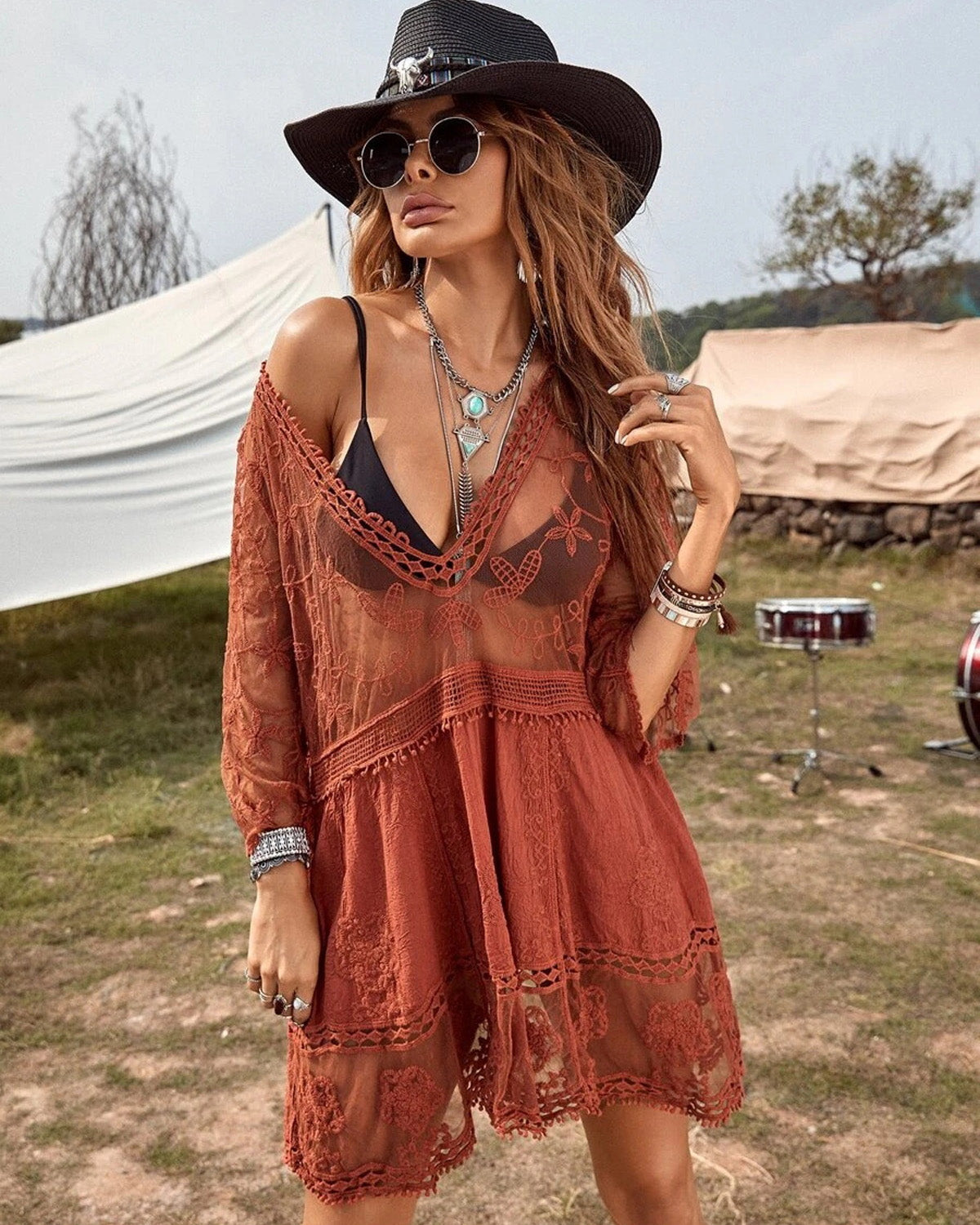 Floral Sheer Mesh Lace Beach Cover Up Dress Avila Swim Swimwear Beachwear
