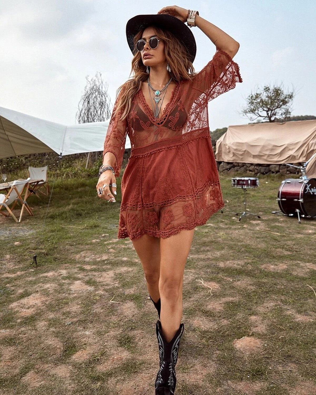 Floral Sheer Mesh Lace Beach Cover Up Dress Avila Swim Swimwear Beachwear