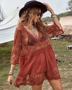Floral Sheer Mesh Lace Beach Cover Up Dress Avila Swim Swimwear Beachwear