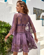 Floral Sheer Mesh Lace Beach Cover Up Dress