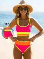 Malibu 3-Piece Colorblock Bikini Set with Skirt Avila Swim Swimwear Beachwear
