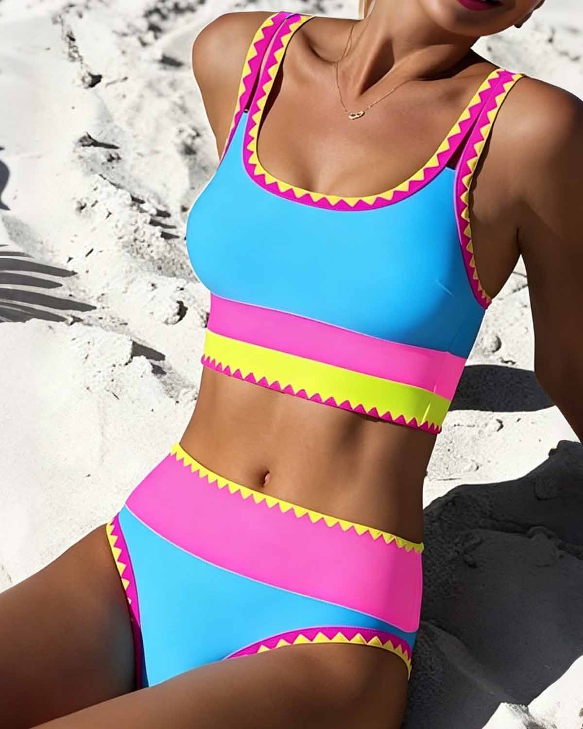Malibu 3-Piece Colorblock Bikini Set with Skirt Avila Swim Swimwear Beachwear