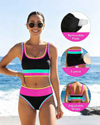Malibu 3-Piece Colorblock Bikini Set with Skirt Avila Swim Swimwear Beachwear