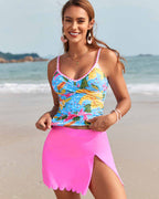 Printed Ruched Tankini Skirt Set Avila Swim Swimwear Beachwear