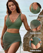 Selene Sculpt Tummy Control Bikini Set with Mesh Sarong Avila Swim Swimwear Beachwear