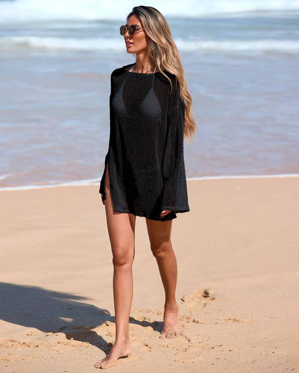 Beach Casual Sparkle Knit Cover Up Dress