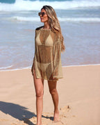 Beach Casual Sparkle Knit Cover Up Dress